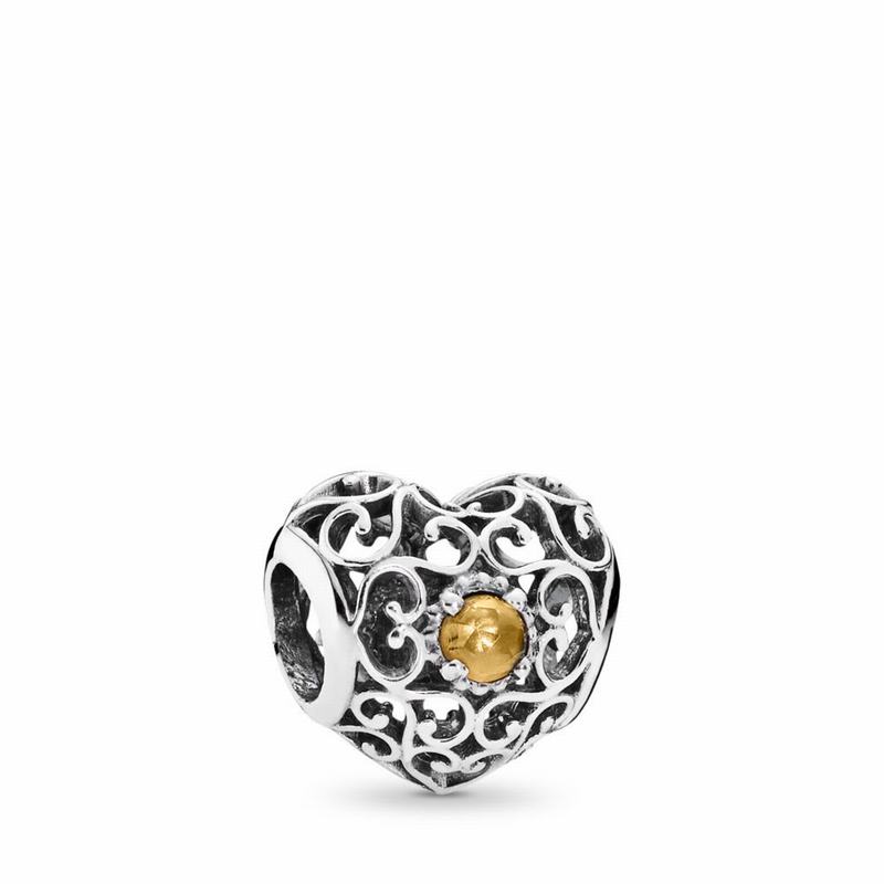 Pandora Australia November Signature Heart Charm - Sterling Silver | XTMCDO574